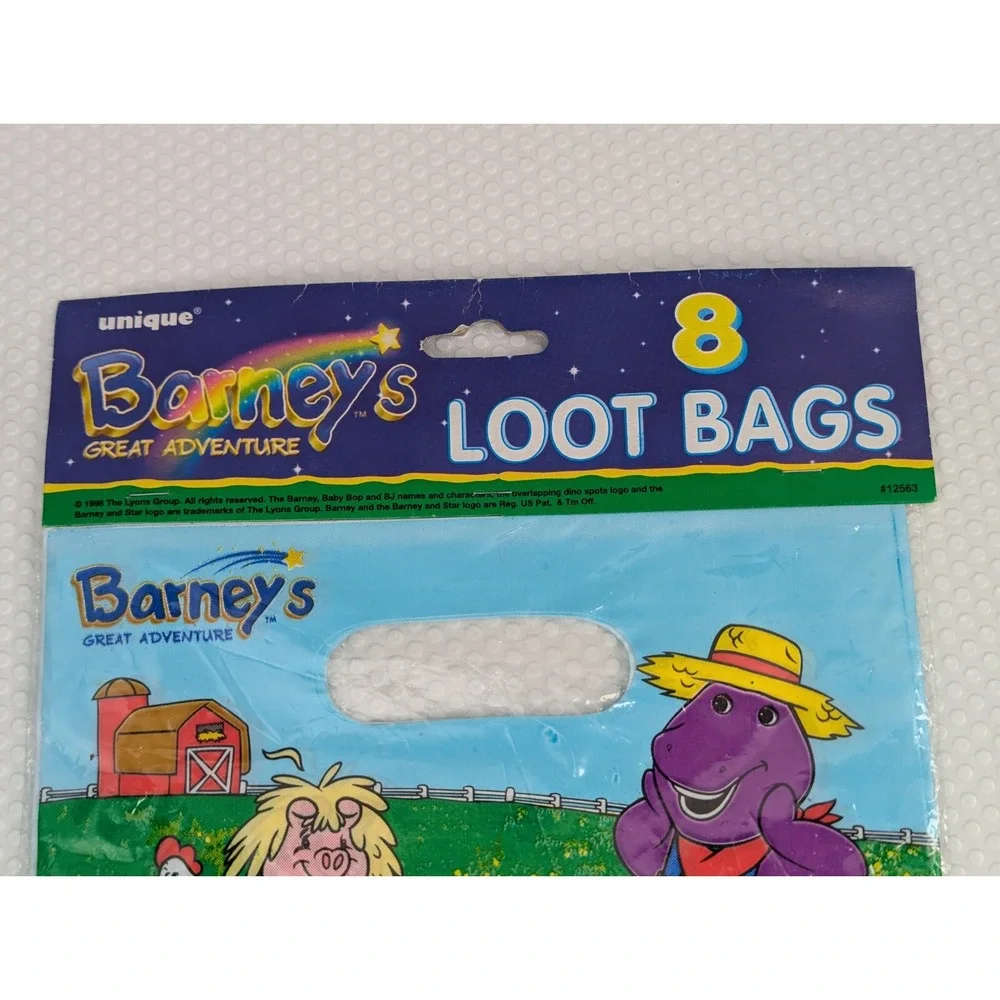 Barney Dinosaur Birthday Loot Favor‎ Bag Lot Sealed 1998